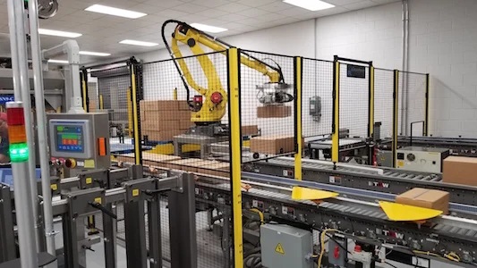 Tertiary Packaging Systems Fruit on fabric conveyor